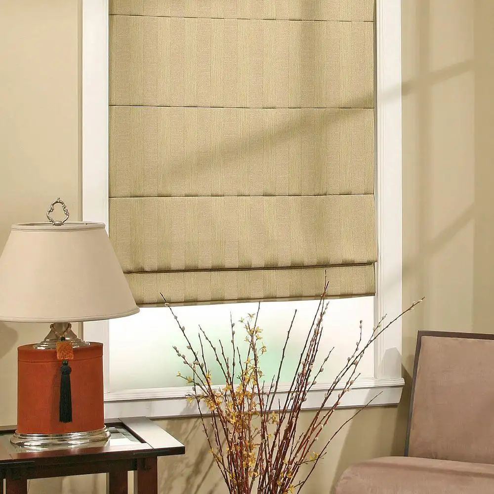 Rear-tucked Roman shades