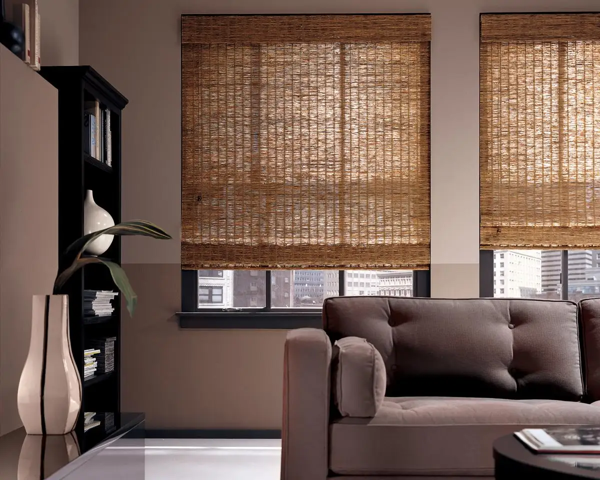 Woven wood Roman shades