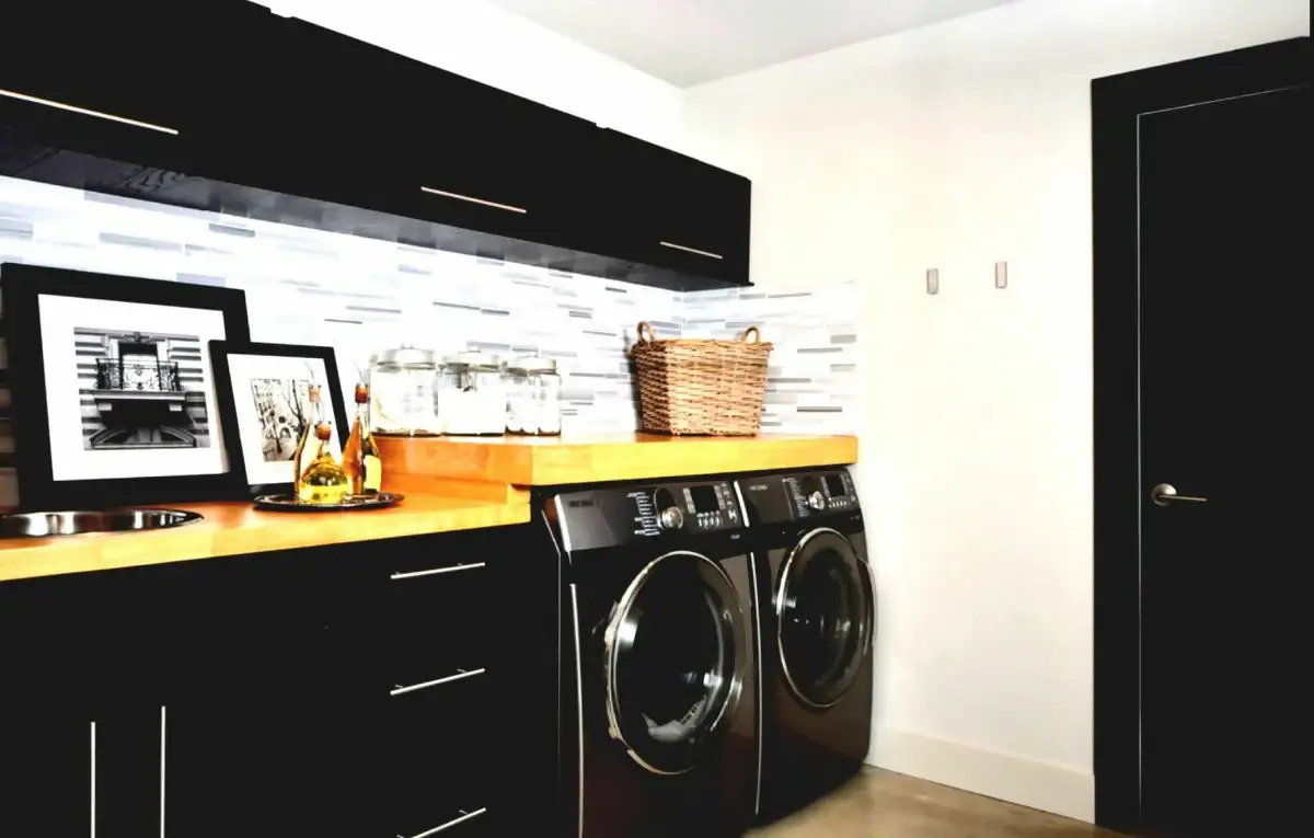 Black And White Laundry Room