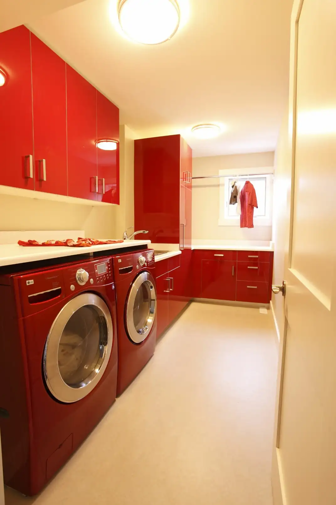 Red Laundry Room