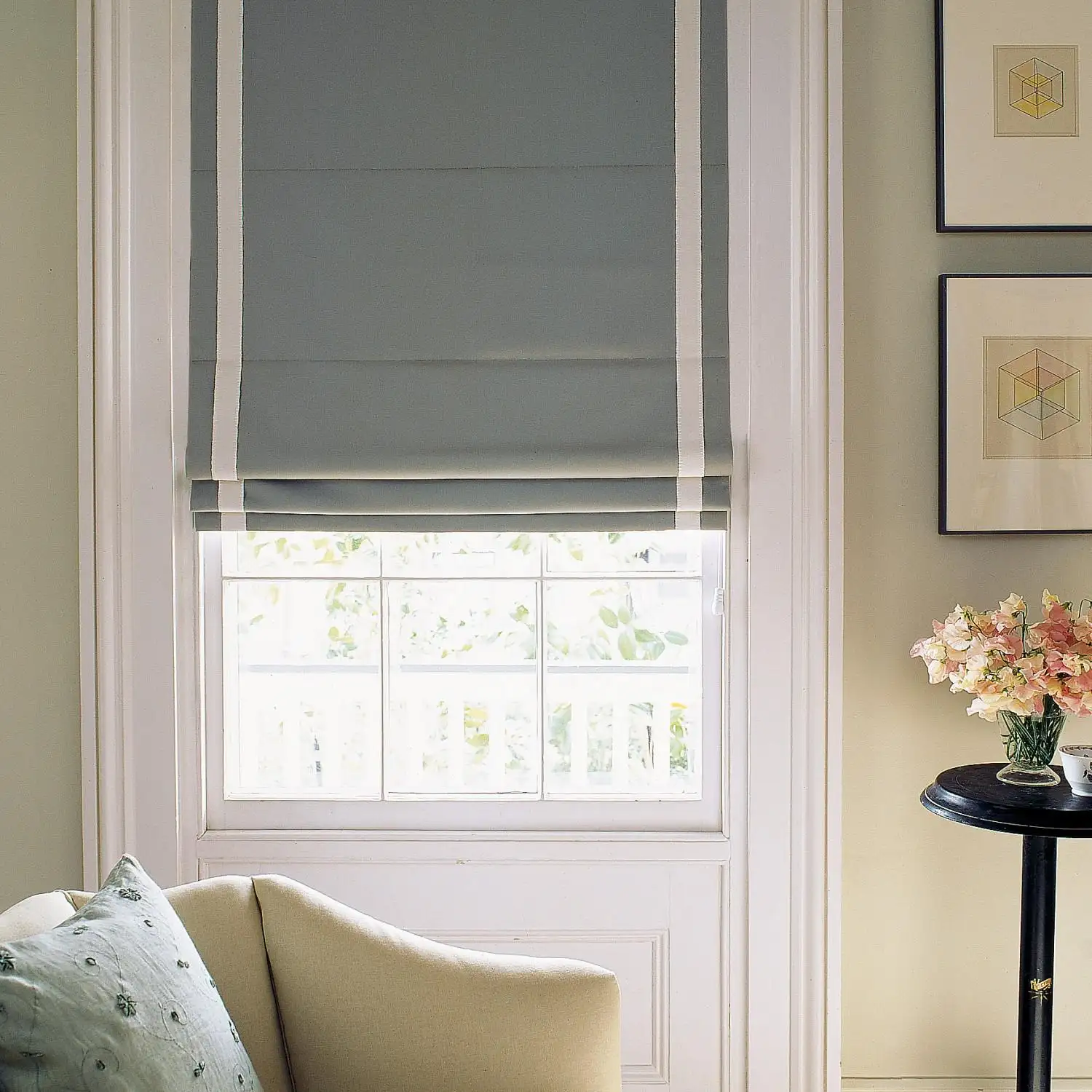 Roman shades with banding