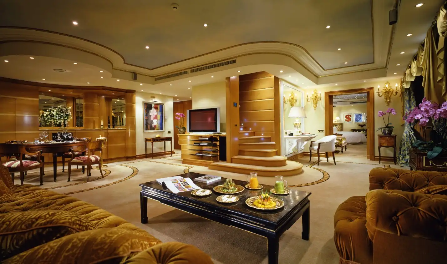 Living room in penthouse suite
