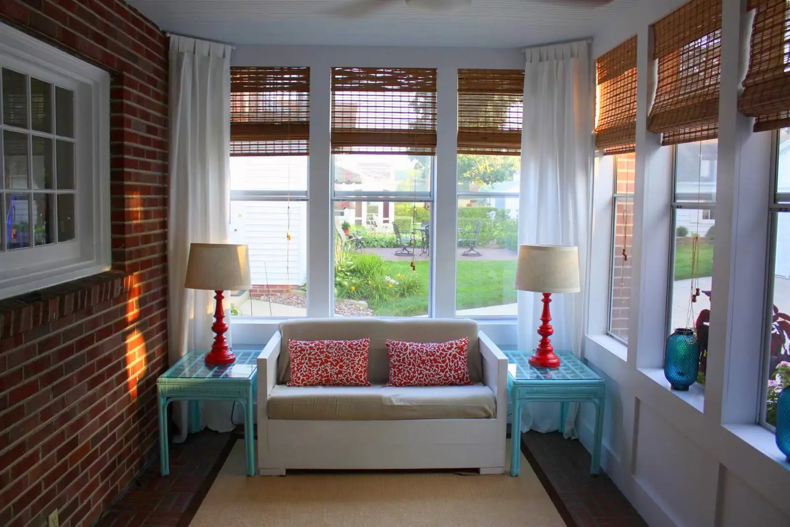 Bamboo blinds with curtains