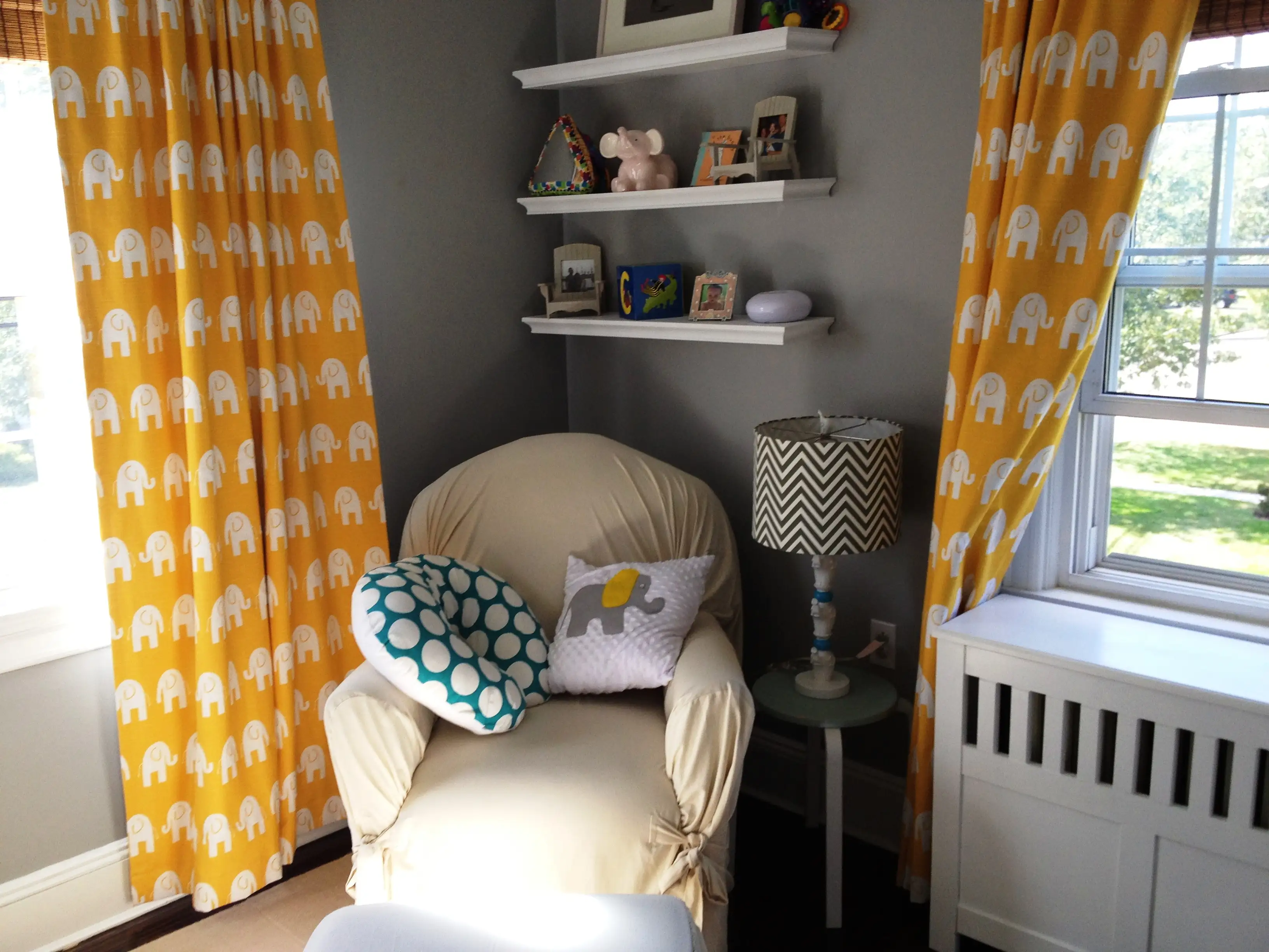 Color-block curtains for nursery