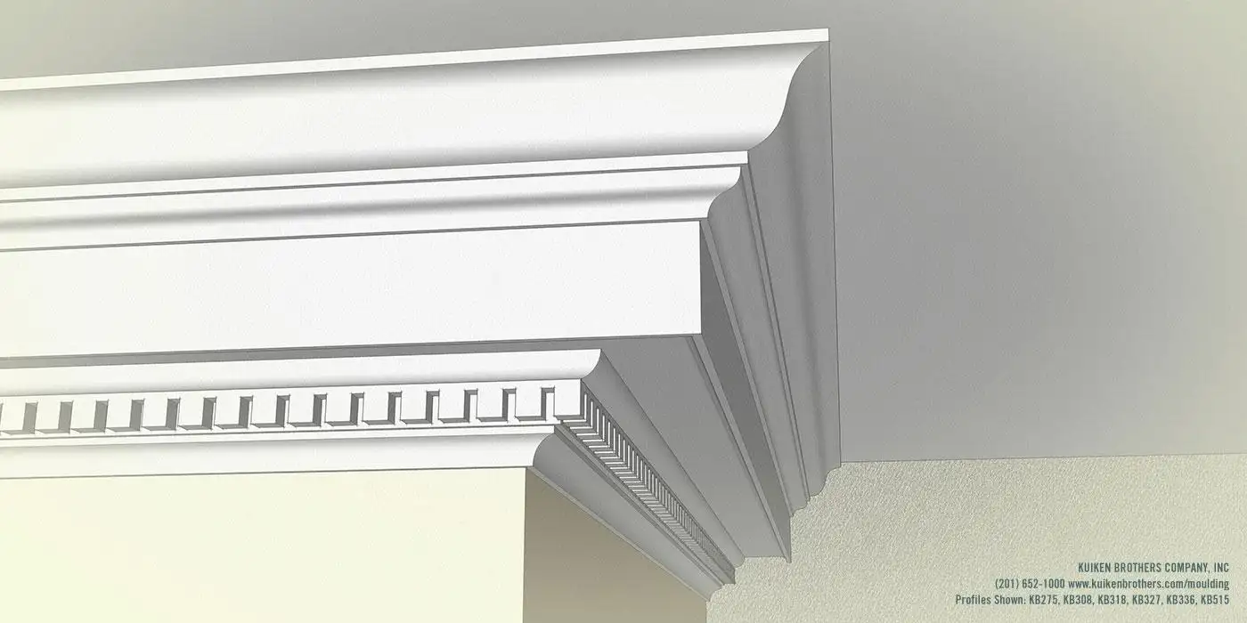 Greek crown molding with dentil detail