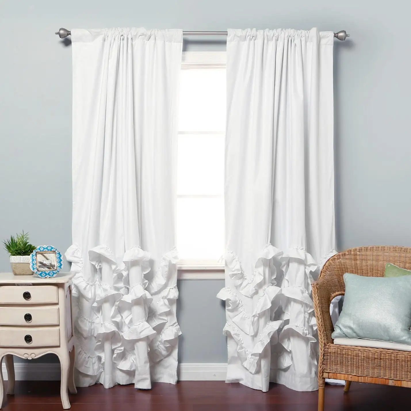 White blackout curtains