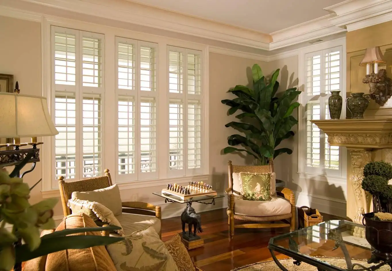 Plantation shutters for traditional-styled homes