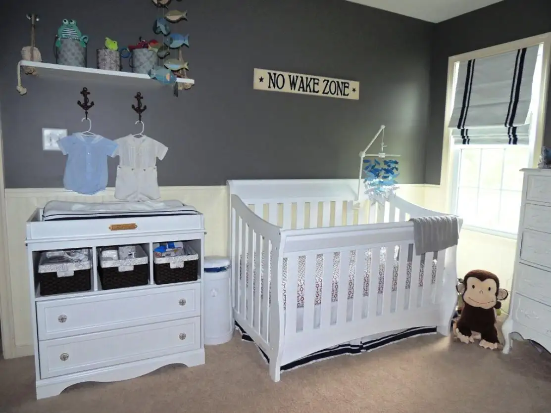 Modern blue blinds for boy nursery