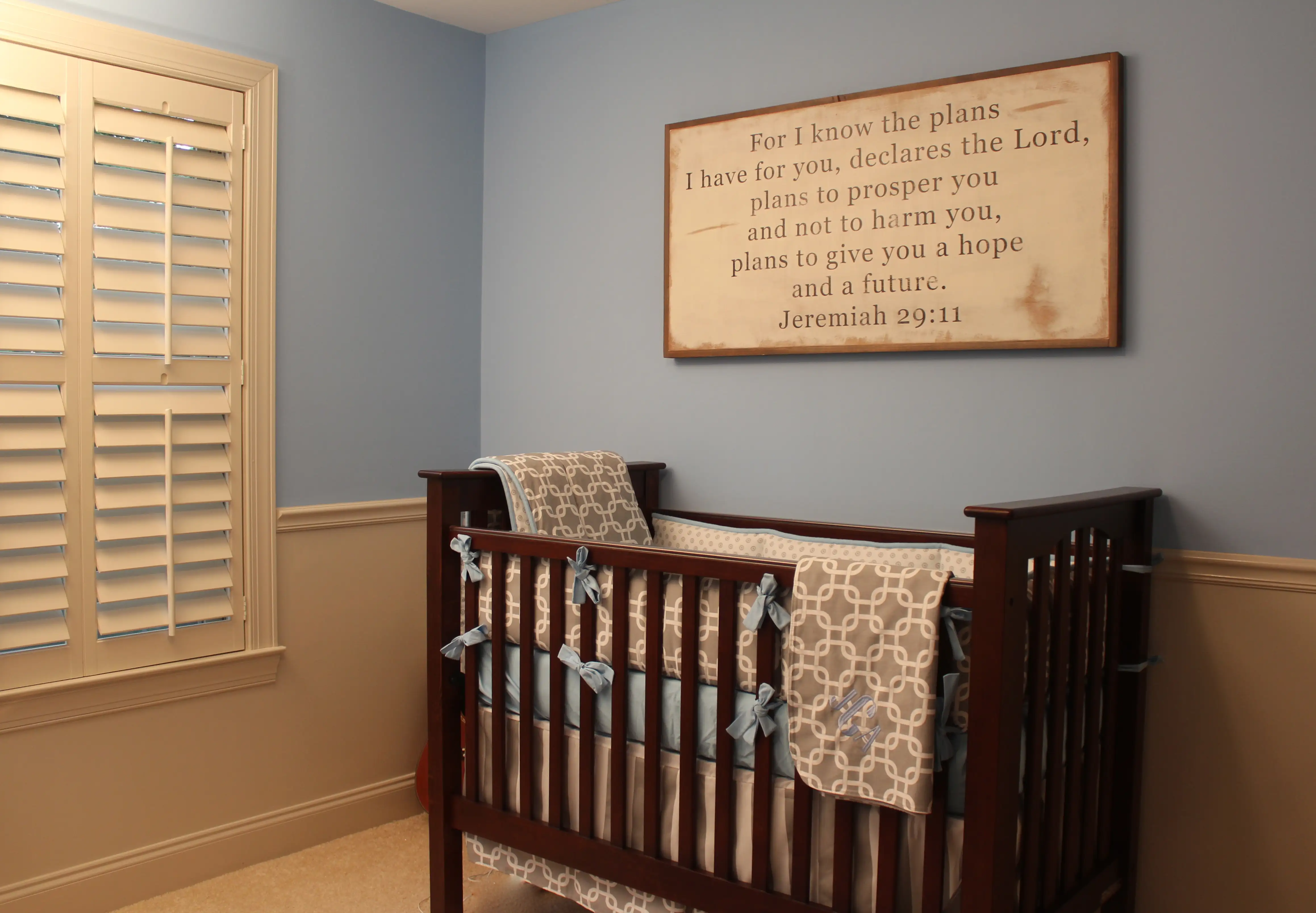 Interior shutters for nursery windows