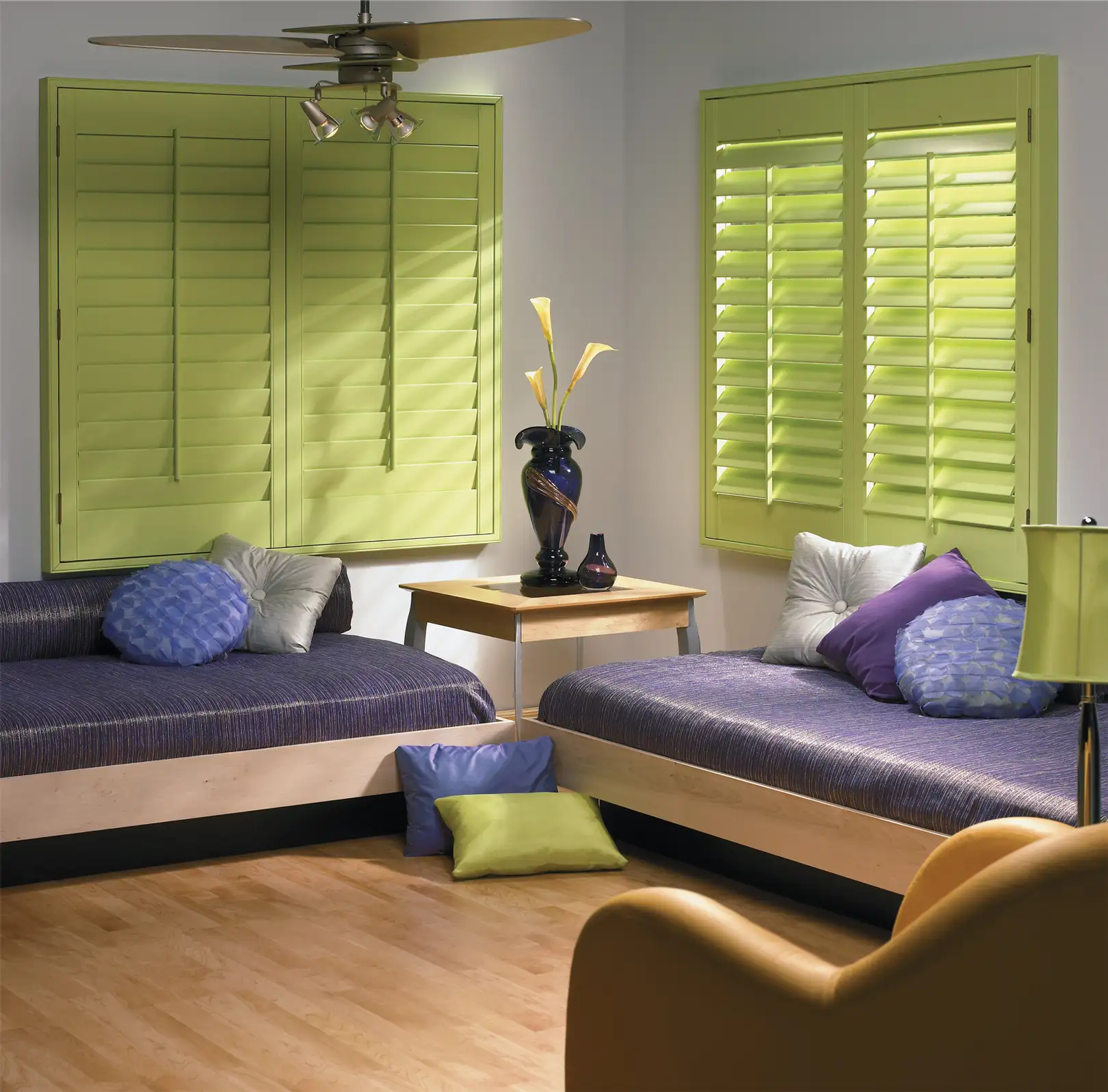 Faux wood shutters for modern interiors