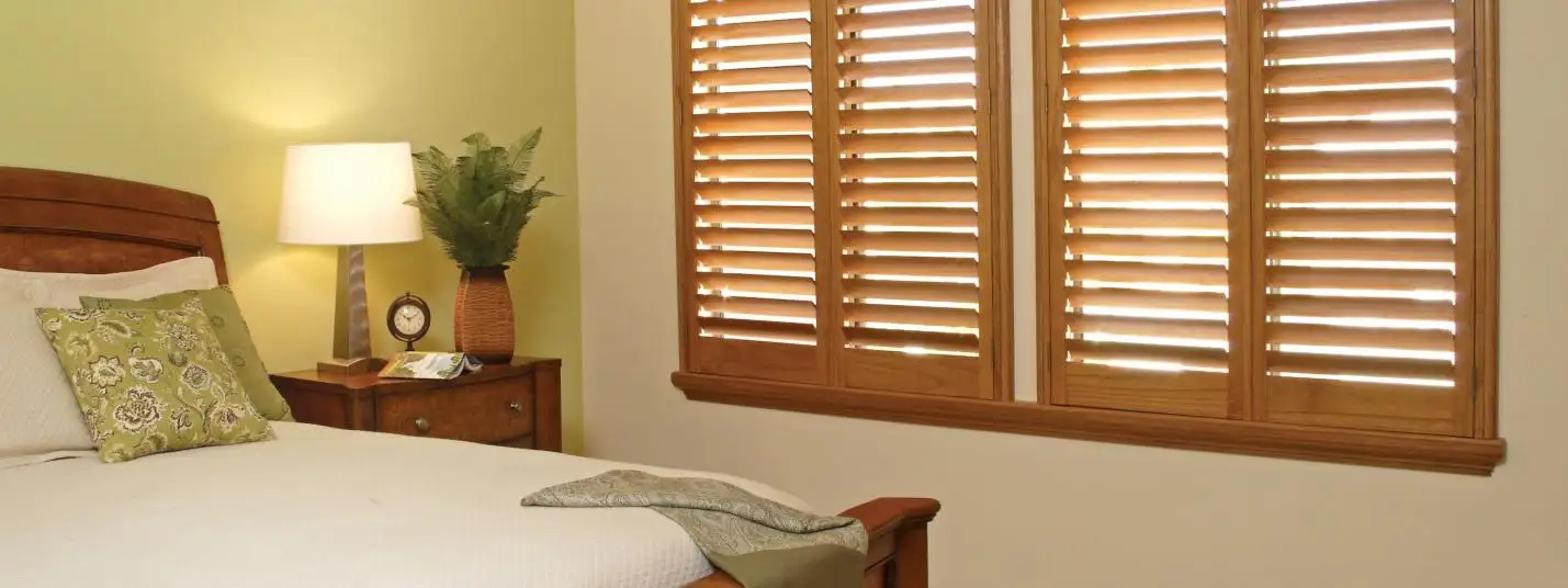 Plantation shutters for bedroom windows