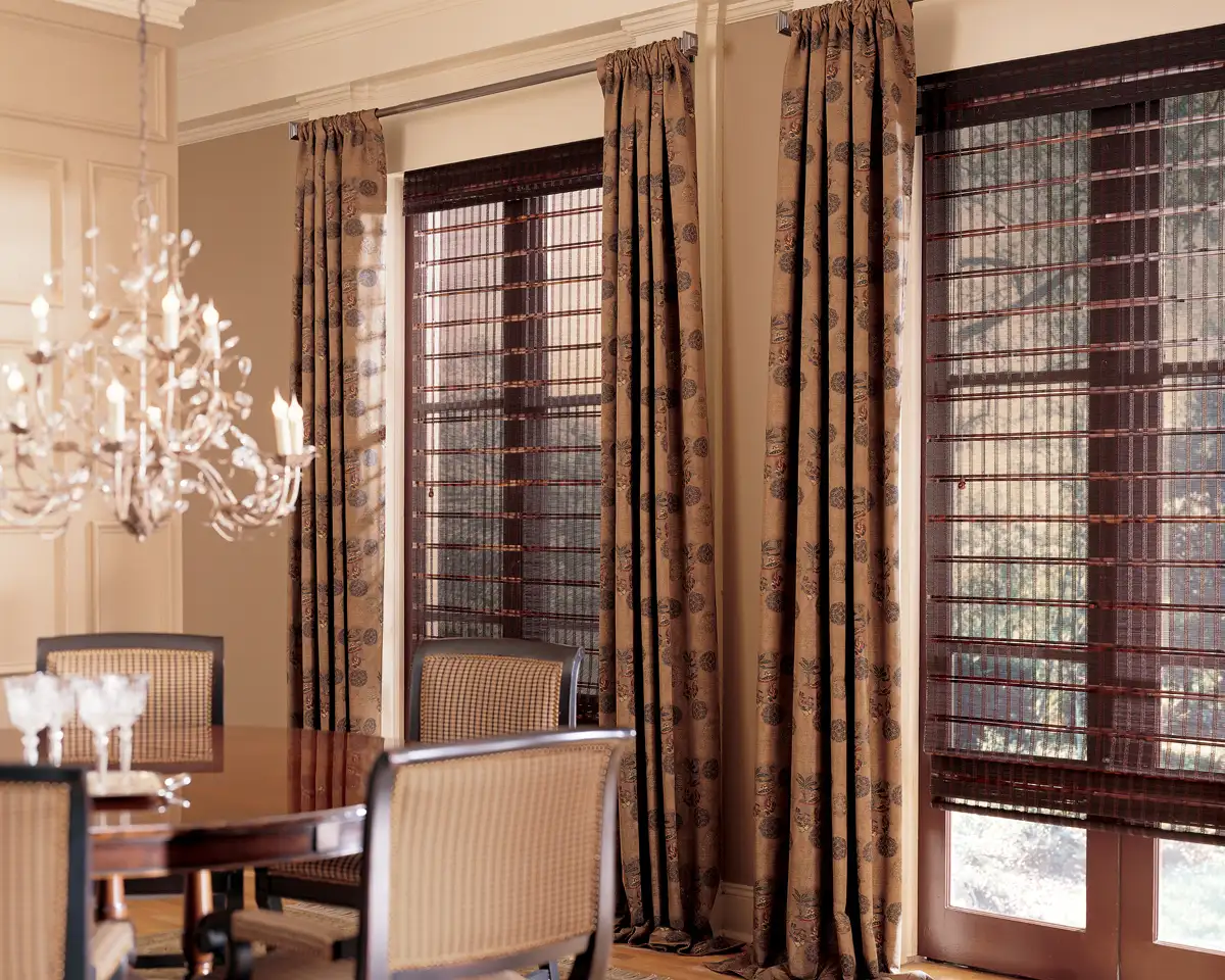 Pairing woven wood shades and drapes