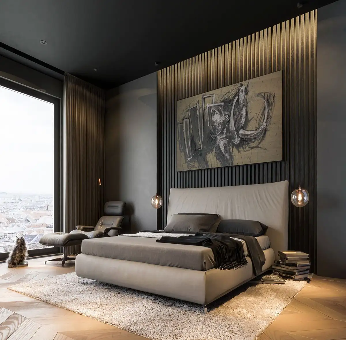 Dark Contemporary Bedroom