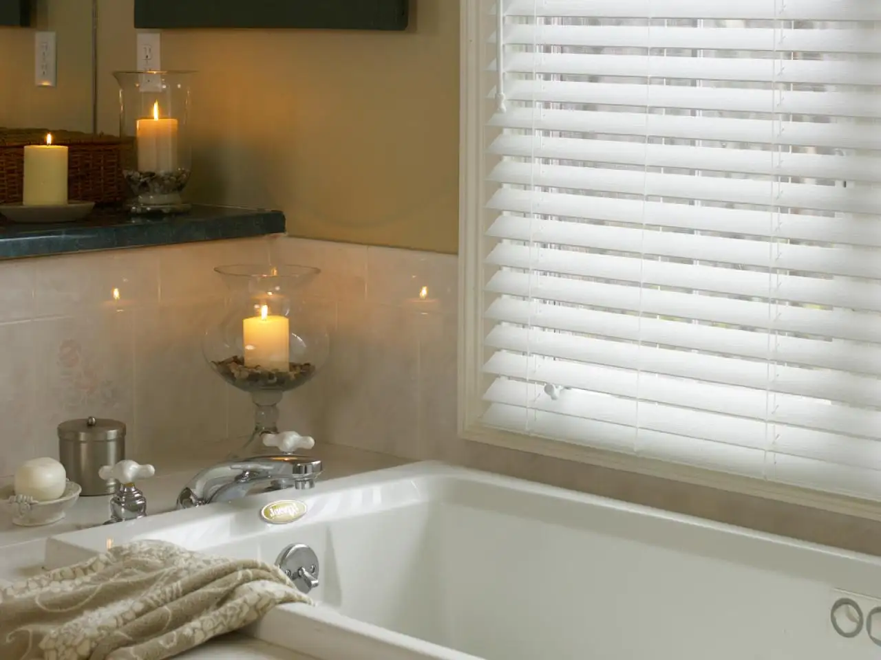 Faux wood blinds for bathroom windows