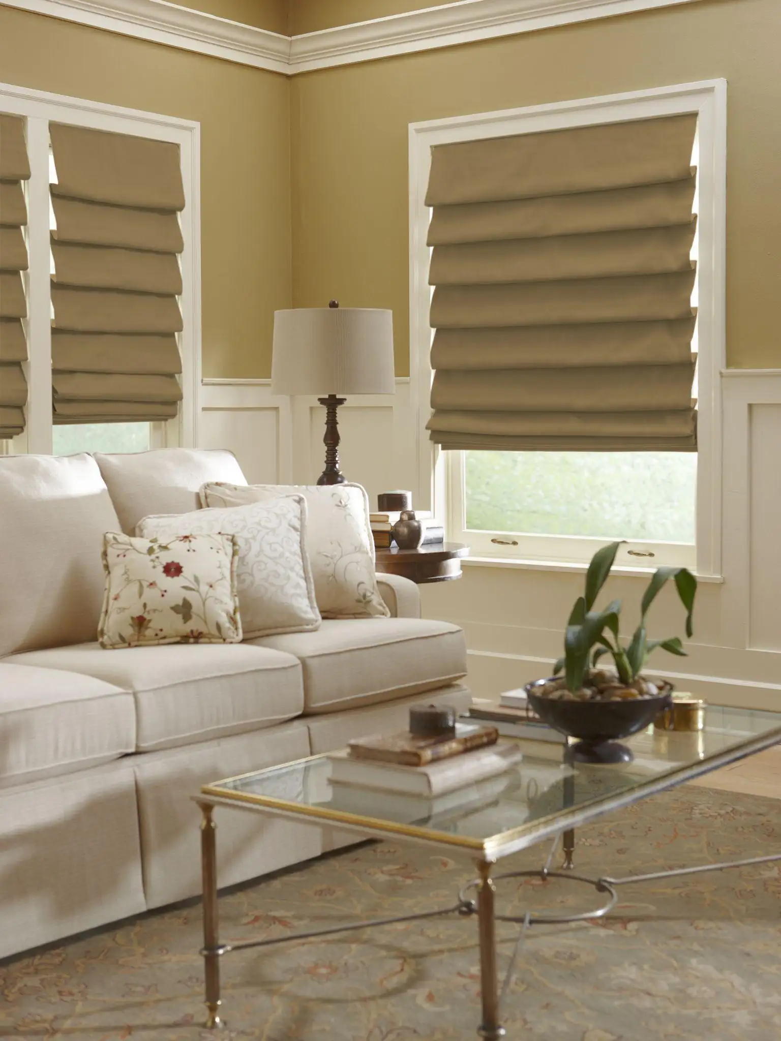 Hobbled Roman shades